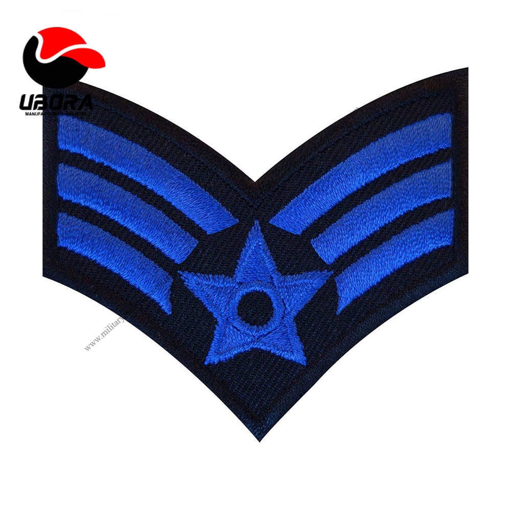 Embroidered Iron Sew On Patch Badge Chevrons Star US Sergeant blue embroidery Service Stripes, army 
